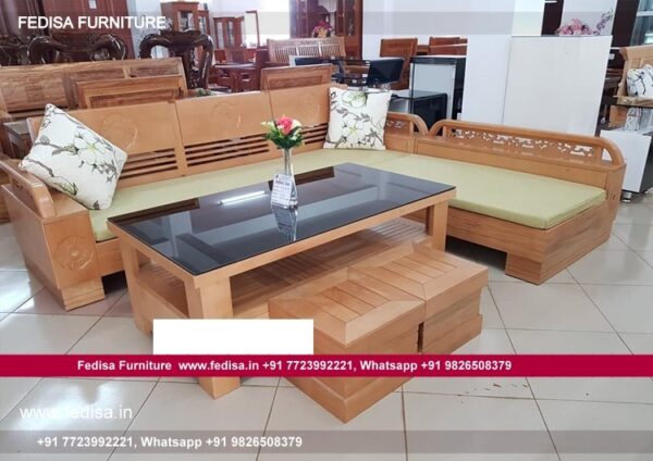 Wooden Sofa Set Wooden Cream L Shaped Couch No-14842 Wooden Sofa Online