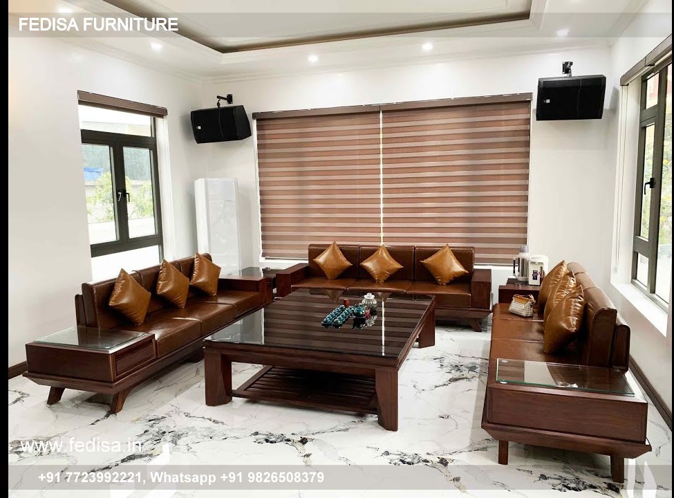 Wooden Sofa Set Wooden Red Leather Furniture Set No-14961 Wooden Sofa Set Price