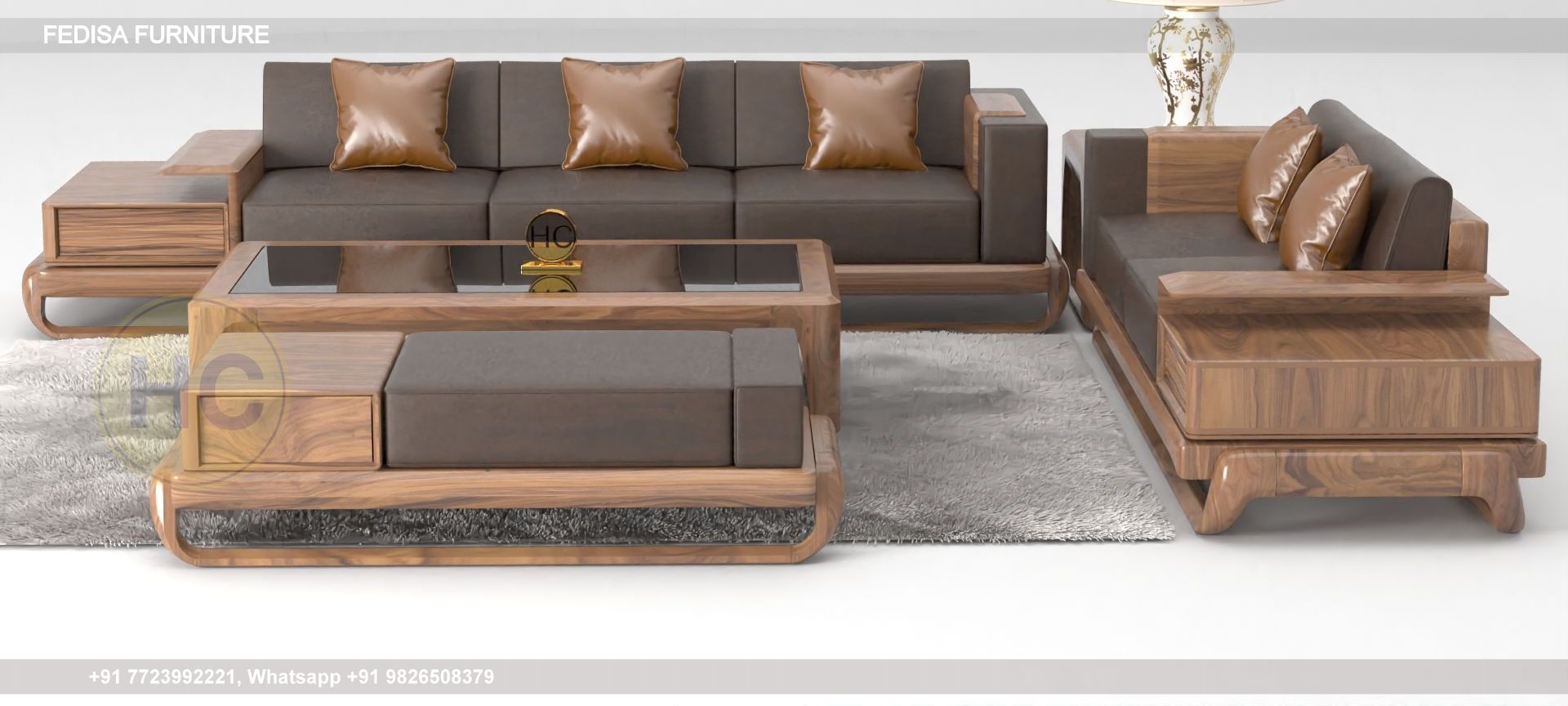 Wooden Sofa Set Wooden Brown Living Room Sets No-15003 Wooden Sofa 5 Seater