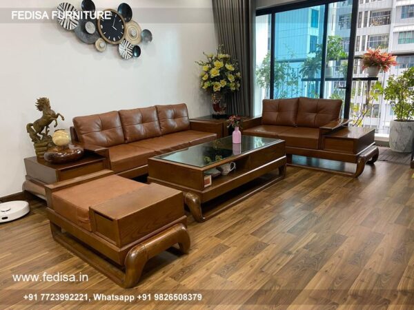 Wooden Sofa Set Wooden Durian L Shape Sofa No-15176 107 Seater Wooden Sofa Set
