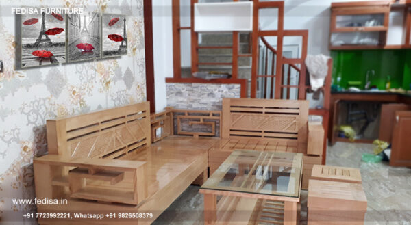 Wooden Sofa Set Wooden Woodcasa Sofa No-15274 L Shape Wooden Sofa Set