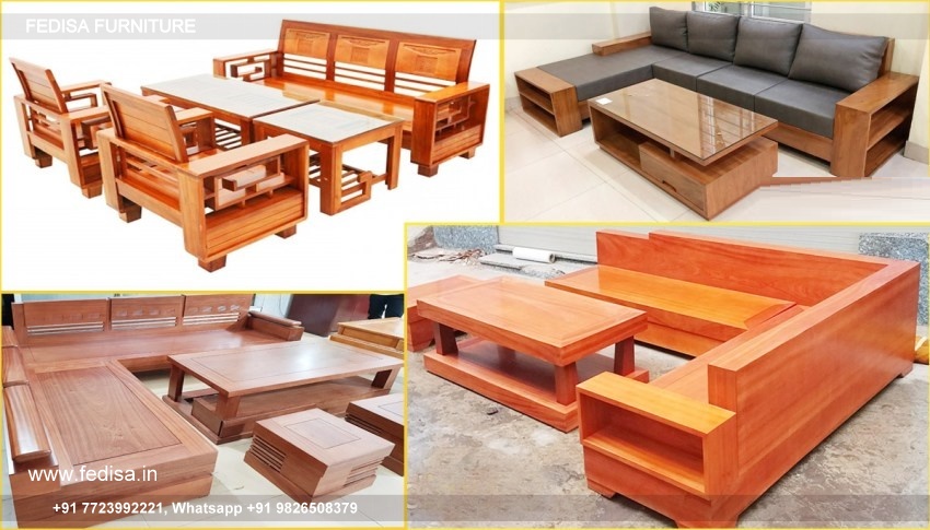 Wooden Sofa Set Wooden L Shape Sofa 4 Seater No-15338 Black Wooden Sofa Set