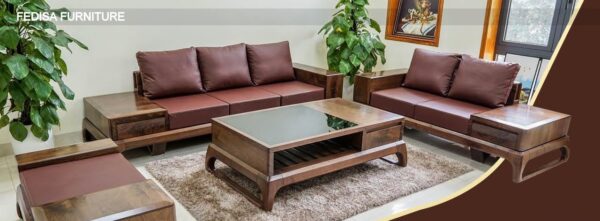 Damro Wooden Sofa 7 Seater Sofa L Shape Ledar Sofa Set Cheap Leather Living Room Sets