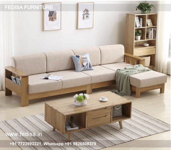 Sofa Set Indian Style Beige L Shaped Sofa Simple Sofa Set Wooden Rajwadi Sofa Set