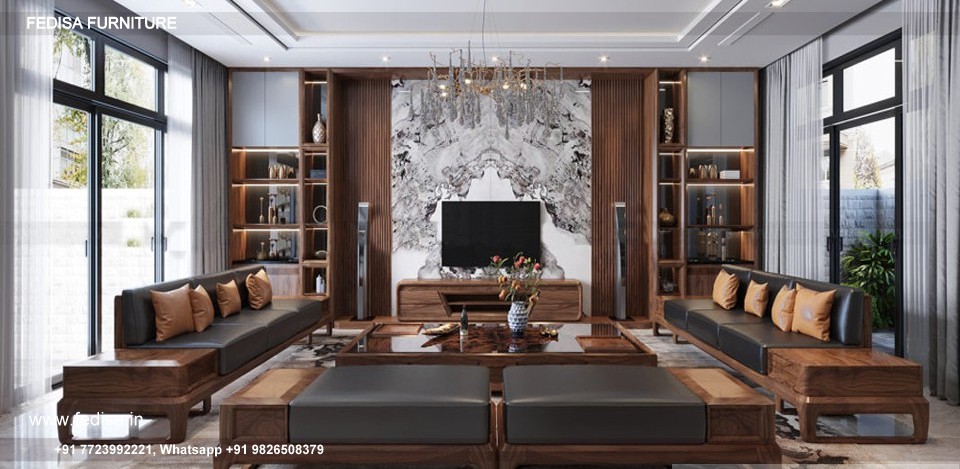 Fedisa Wooden Sofa Green Leather Sofa Set 8 Seater Sofa Set With Table Teal L Shaped Sofa