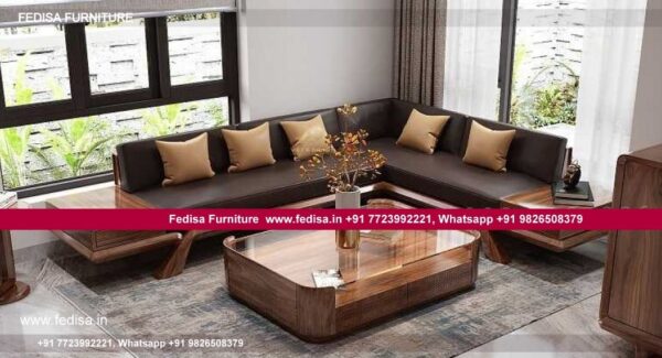 Teak Wood Corner Sofa Set Modern L Shaped Sectional Suede Living Room Set Blue Velvet L Shaped Sofa