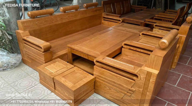 Large Wooden Sofa & Table Set Ethnic Sofa Set Designer Wooden Sofa Set Cushions For Wooden Sofa Set