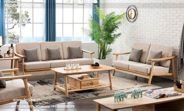 Fedisa Wooden Sofa Four Seater Wooden Sofa Wooden Sofa Set Under 25000 Wooden Couch Set