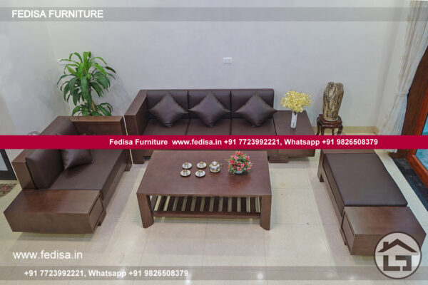 Wooden Royal Sofa Set Large Wooden Sofa & Table Set Indian Style Wooden Sofa Set Sofa 5 Seater Wooden